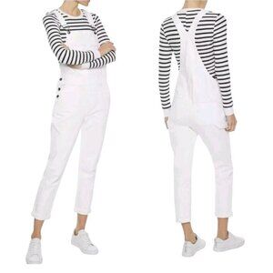 Frame Denim Le Garcon White Denim Overalls ASO Rhianna Isabella Calthorpe Size M